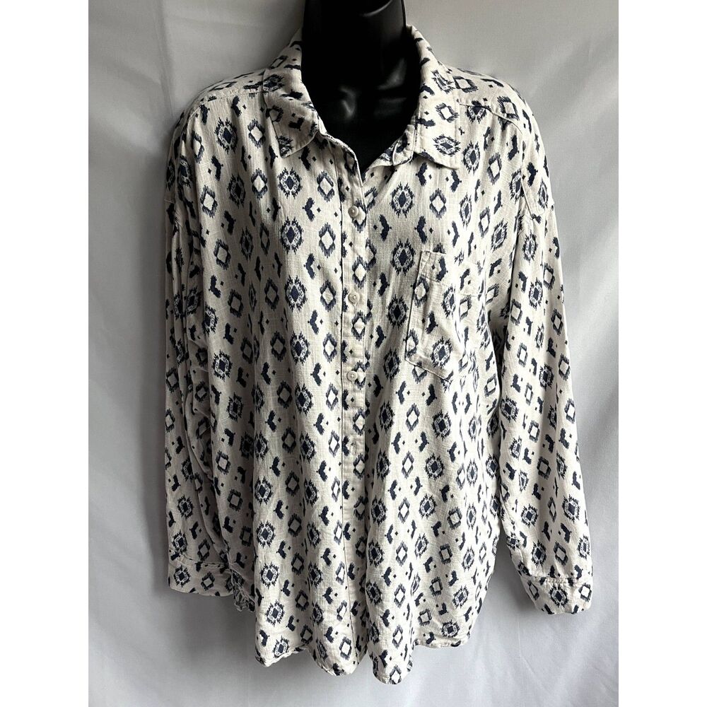 Splendid Bowen Paige Button Up Shirt Size L Long Sleeve Ethnic Coastal Casual